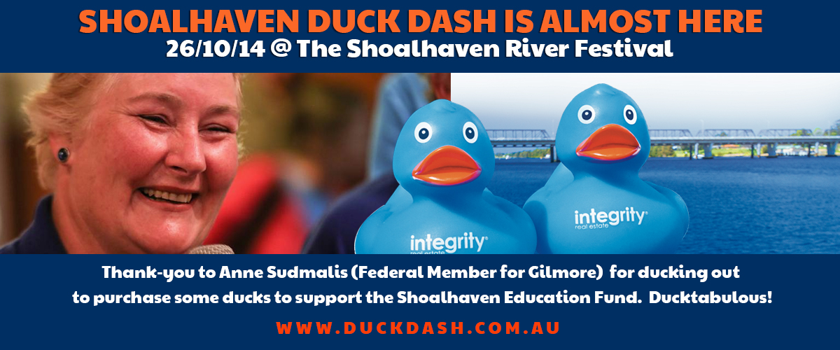 Anne Sudamalis supports the Shoalhaven Duck Dash