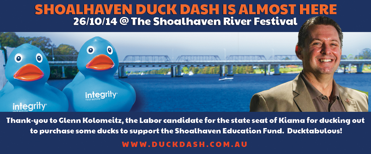 Glenn Kolomeitz supports the Shoalhaven Duck Dash