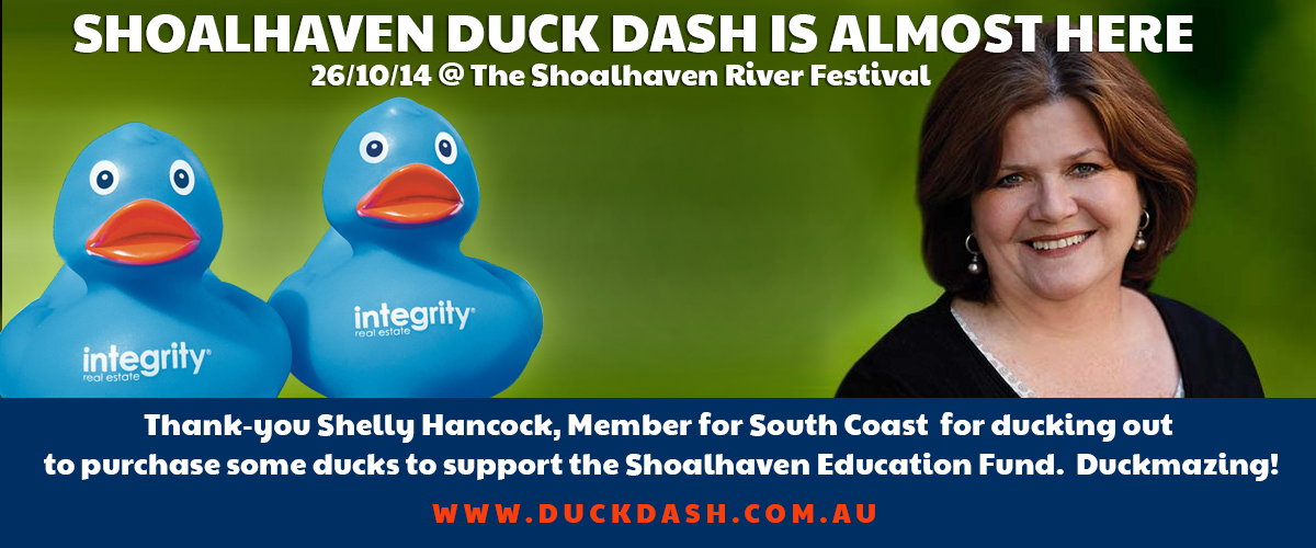 Shelly Hancock supports the Shoalhaven Duck Dash